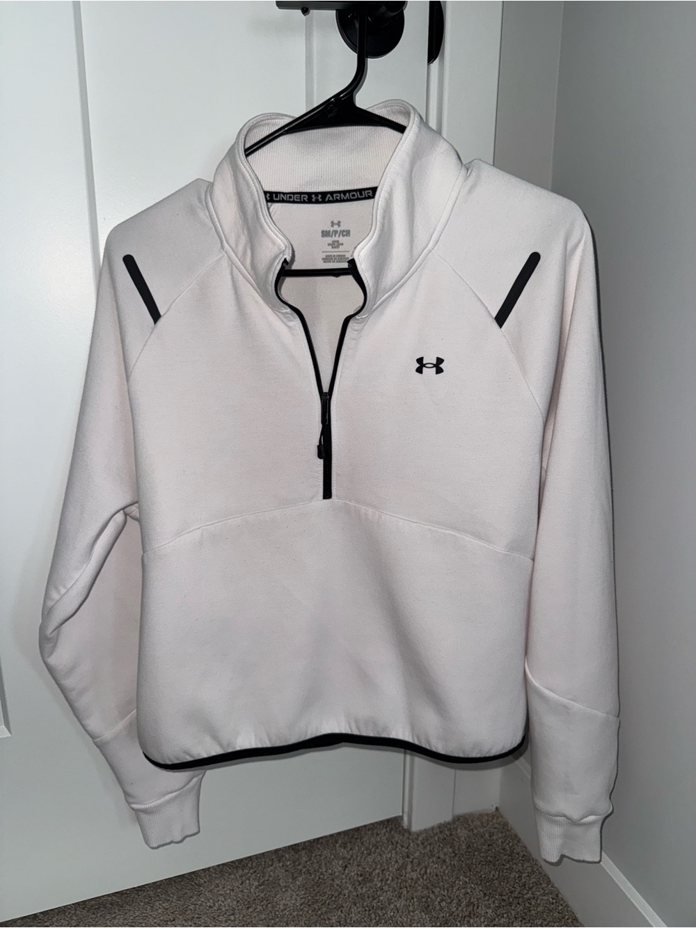 Under Armour White Half-Zip Pullover with Black Trim